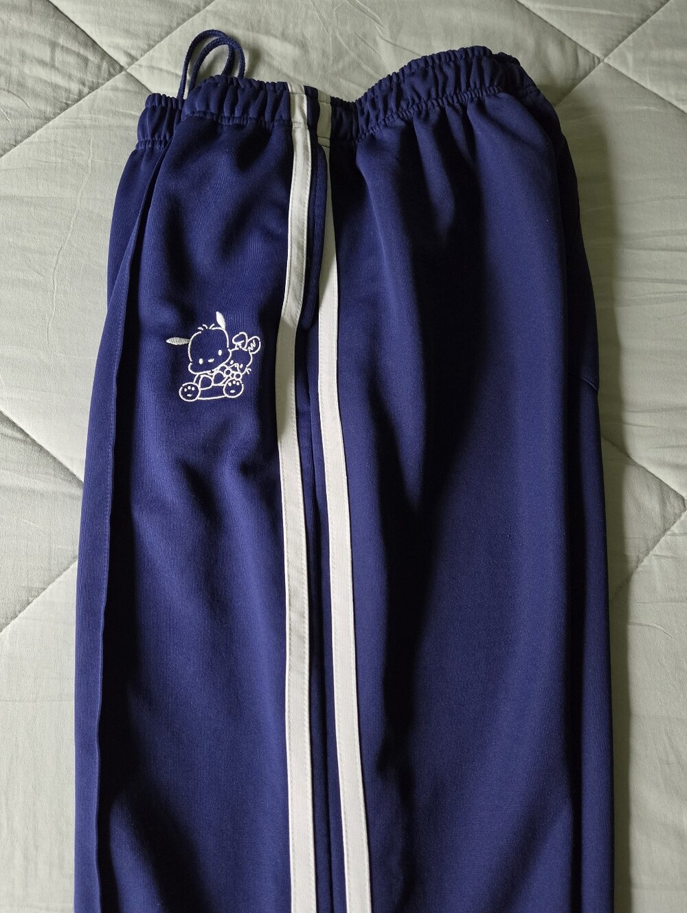 Rare Japan Exclusive Sanrio Pochacco Navy Blue Stripe Track Jersey Pants L